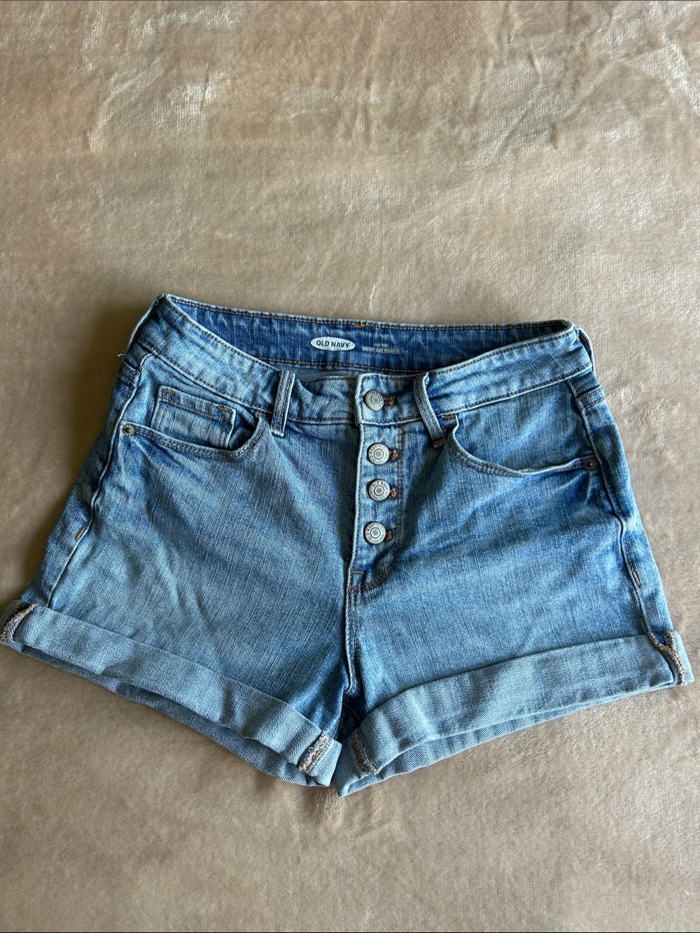 Old Navy Light Blue High-Rise Button-Fly Cuffed Denim Shorts